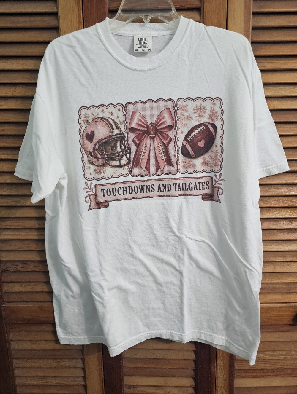 Touchdowns and Tailgates Game Day Shirt - White And Pink XL New